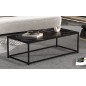 TABLE BASSE 'TAMPA' DÉCOR VERRE MARBRE NOIR