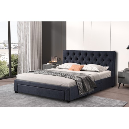 LIT 'SELENA' 160X200 AVEC SOMMIER GRIS