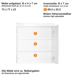 Meuble de SDB/WC Amanda W/H/D: 73 / 77 / 23 cm