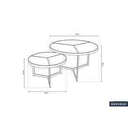 TABLE BASSE 'LAVA' SET DE 2 MANGOLIA