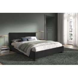 Lit "ROMU" 160X200cm PVC Noir avec matelas H4 Sleepland