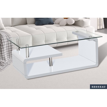 TABLE BASSE 'GOLDA' BLANC LAQUÉ