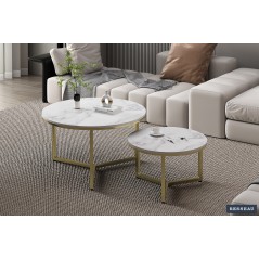 TABLE BASSE 'RAVENNA' SET DE 2 MARBRE BLANC