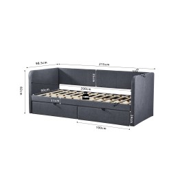 LIT 'PARMA' 90X200 AVEC SOMMIER GRIS